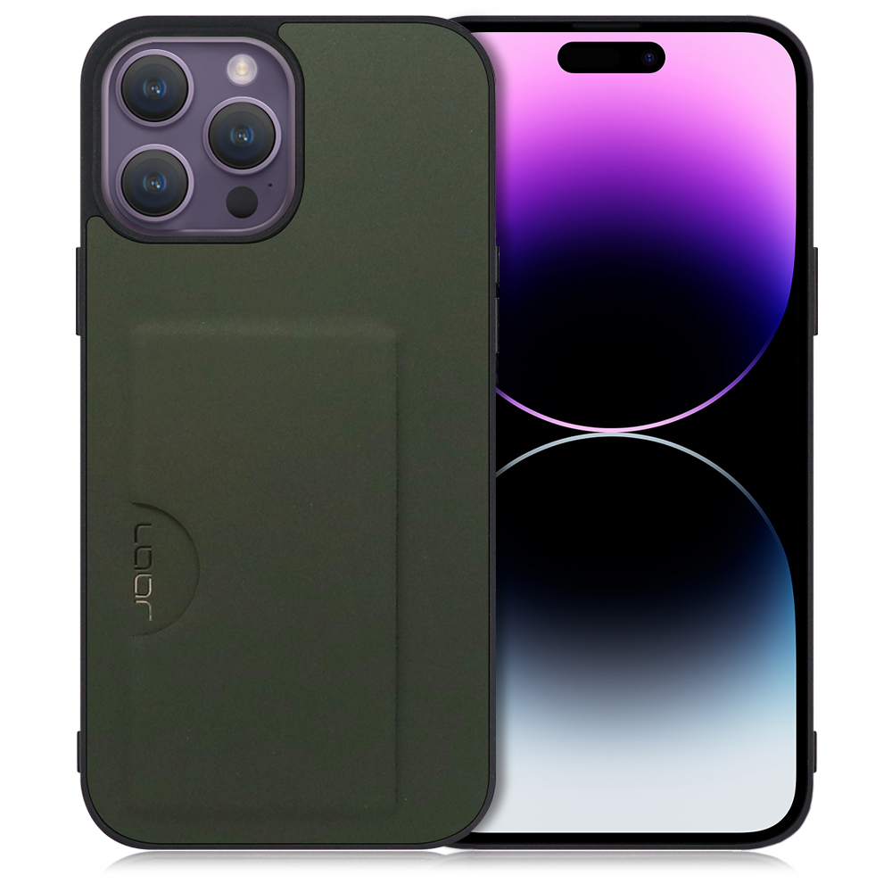 LOOF SKIN SLIM-SLOT Series iPhone 14 Pro Max 用 [エバーグリーン] スマホケース スマホカバー 背面カード 収納付き 薄い ポケット カード収納