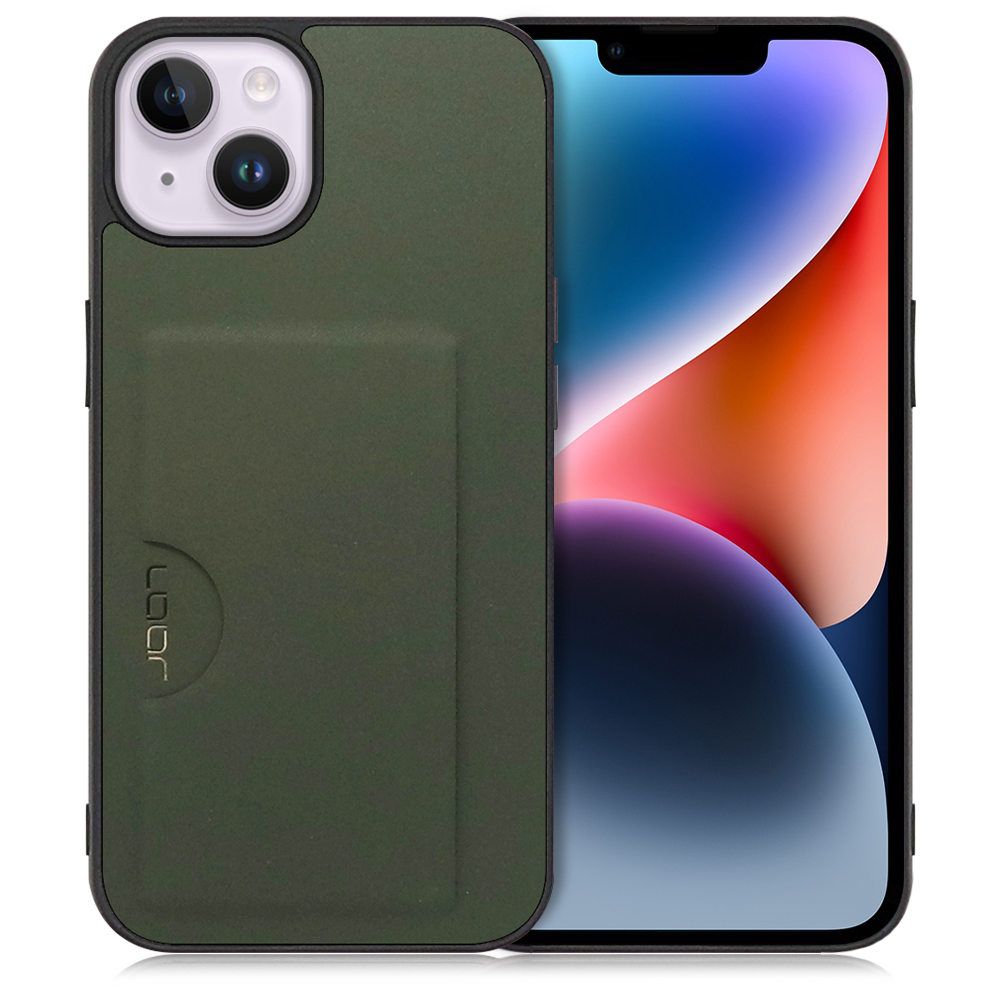 LOOF SKIN SLIM-SLOT Series iPhone 14 Plus 用 [エバーグリーン] スマホケース スマホカバー 背面カード 収納付き 薄い ポケット カード収納