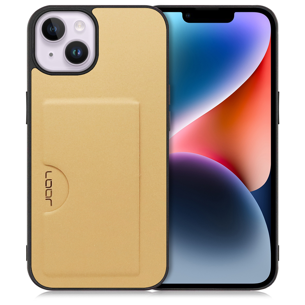 LOOF SKIN SLIM-SLOT iPhone 14 Plus 用 [ゴールド] スマホケース スマホカバー 背面カード 収納付き 薄い ポケット カード収納