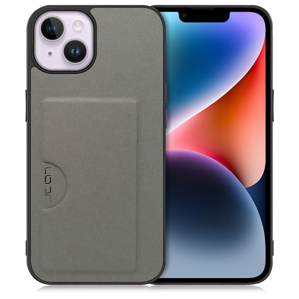LOOF SKIN SLIM-SLOT Series iPhone 14 Plus 用 [グレー] スマホケース スマホカバー 背面カード 収納付き 薄い ポケット カード収納
