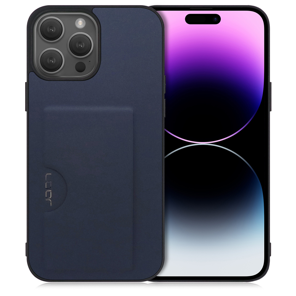 LOOF SKIN SLIM-SLOT Series iPhone 14 Pro 用 [ネイビー] スマホケース スマホカバー 背面カード 収納付き 薄い ポケット カード収納