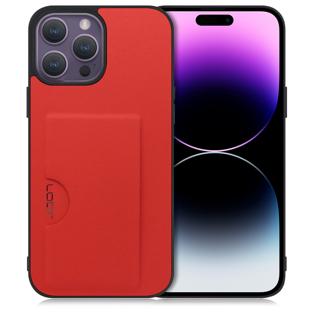 LOOF SKIN SLIM-SLOT Series iPhone 14 Pro Max 用 [レッド] スマホケース スマホカバー 背面カード 収納付き 薄い ポケット カード収納