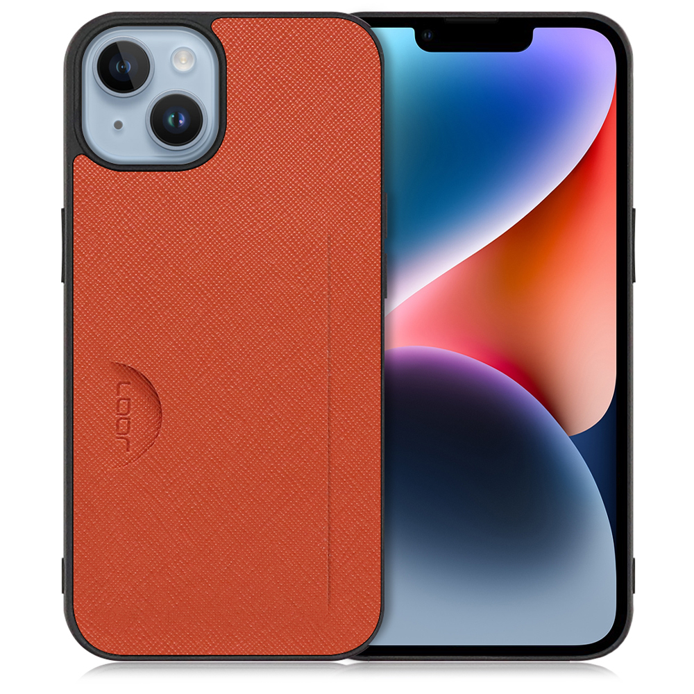 LOOF CASUAL-SLOT Series iPhone 14 用 [オレンジ] スマホケース ストラップホール カード収納 カード 収納付き ポケット ポケット付き