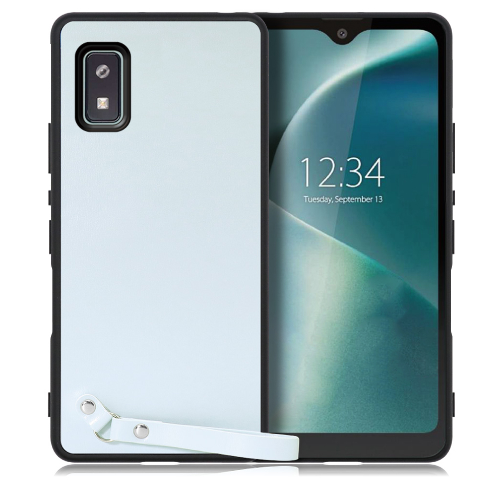 [ LOOF MACARON-SHELL ] AQUOS wish2 / AQUOS wish  スマホケース 背面 ケース カバー ハードケース ストラップ付き 本革 ストラップホール [ AQUOS wish/wish2 / シャーベットブルー ]
