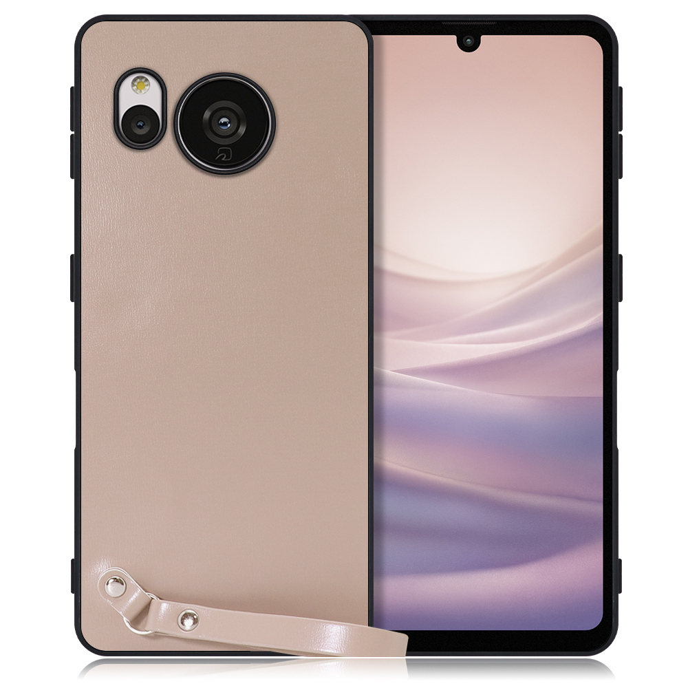 [ LOOF MACARON-SHELL ] AQUOS sense7 Plus sense7plus 7plus sense 7 スマホケース 背面 ケース カバー ハードケース ストラップ付き 本革 ストラップホール [ AQUOS sense7 Plus / モンブランキャメル ]