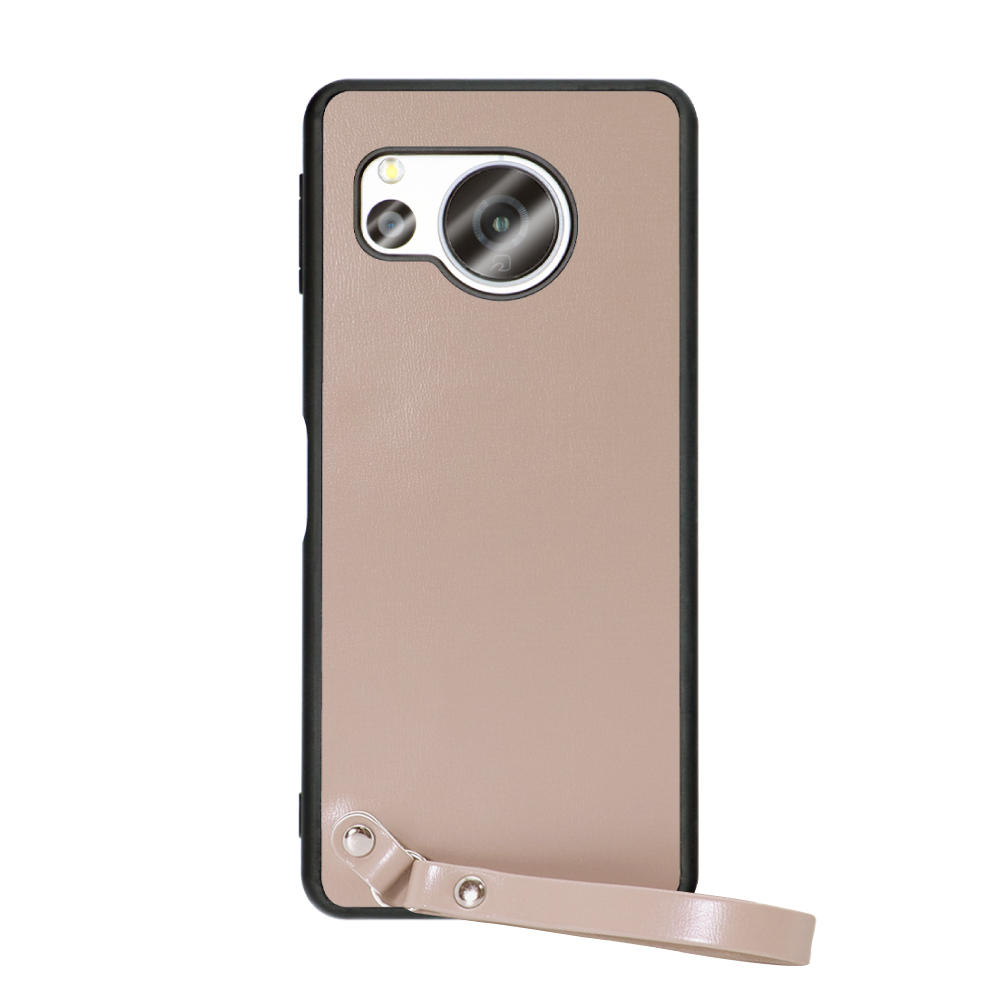 [ LOOF MACARON-SHELL ] AQUOS sense8 スマホケース 背面 ケース カバー ハードケース ストラップ付き 本革 ストラップホール [ モンブランキャメル ]