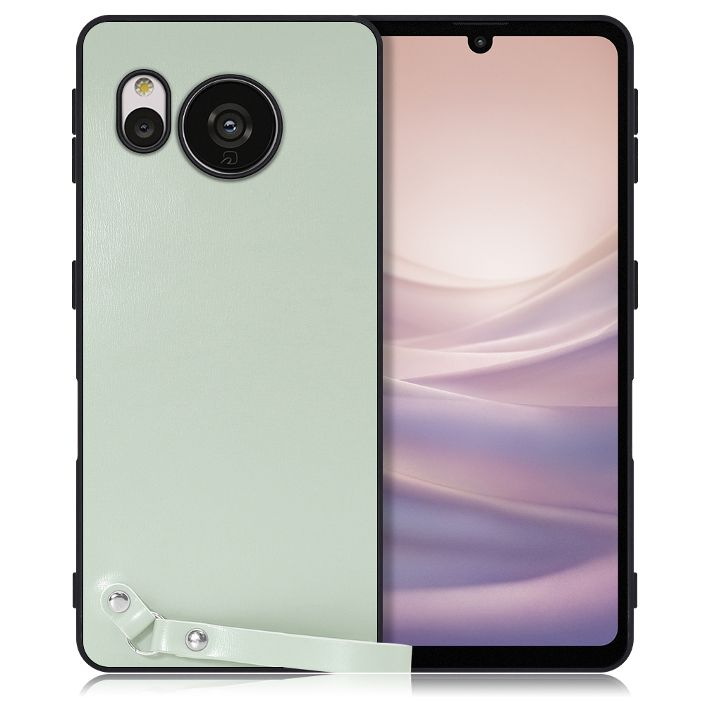 [ LOOF MACARON-SHELL ] AQUOS sense7 Plus sense7plus 7plus sense 7 スマホケース 背面 ケース カバー ハードケース ストラップ付き 本革 ストラップホール [ AQUOS sense7 Plus / アイスグリーン ]