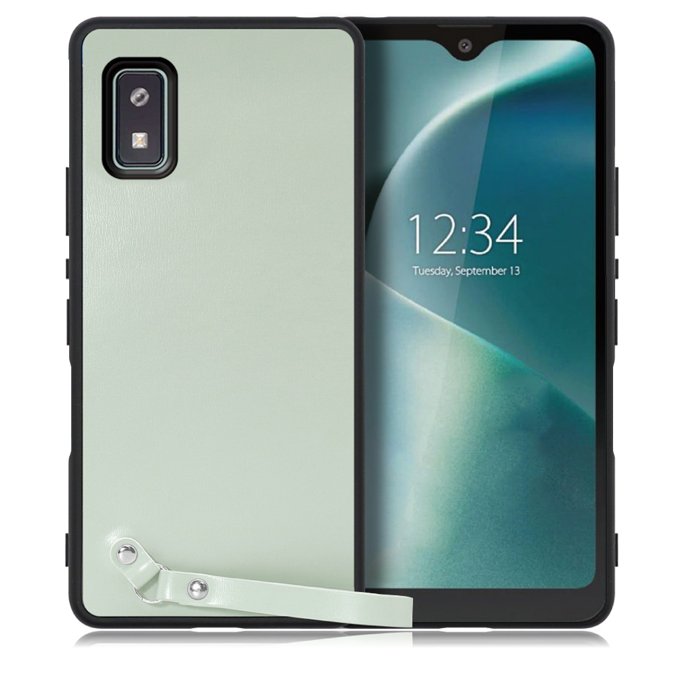 [ LOOF MACARON-SHELL ] AQUOS wish2 / AQUOS wish  スマホケース 背面 ケース カバー ハードケース ストラップ付き 本革 ストラップホール [ AQUOS wish/wish2 / アイスグリーン ]