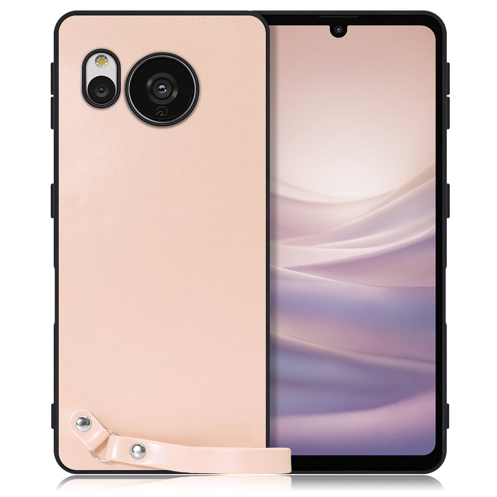 [ LOOF MACARON-SHELL ] AQUOS sense7 Plus sense7plus 7plus sense 7 スマホケース 背面 ケース カバー ハードケース ストラップ付き 本革 ストラップホール [ AQUOS sense7 Plus / ピーチピンク ]