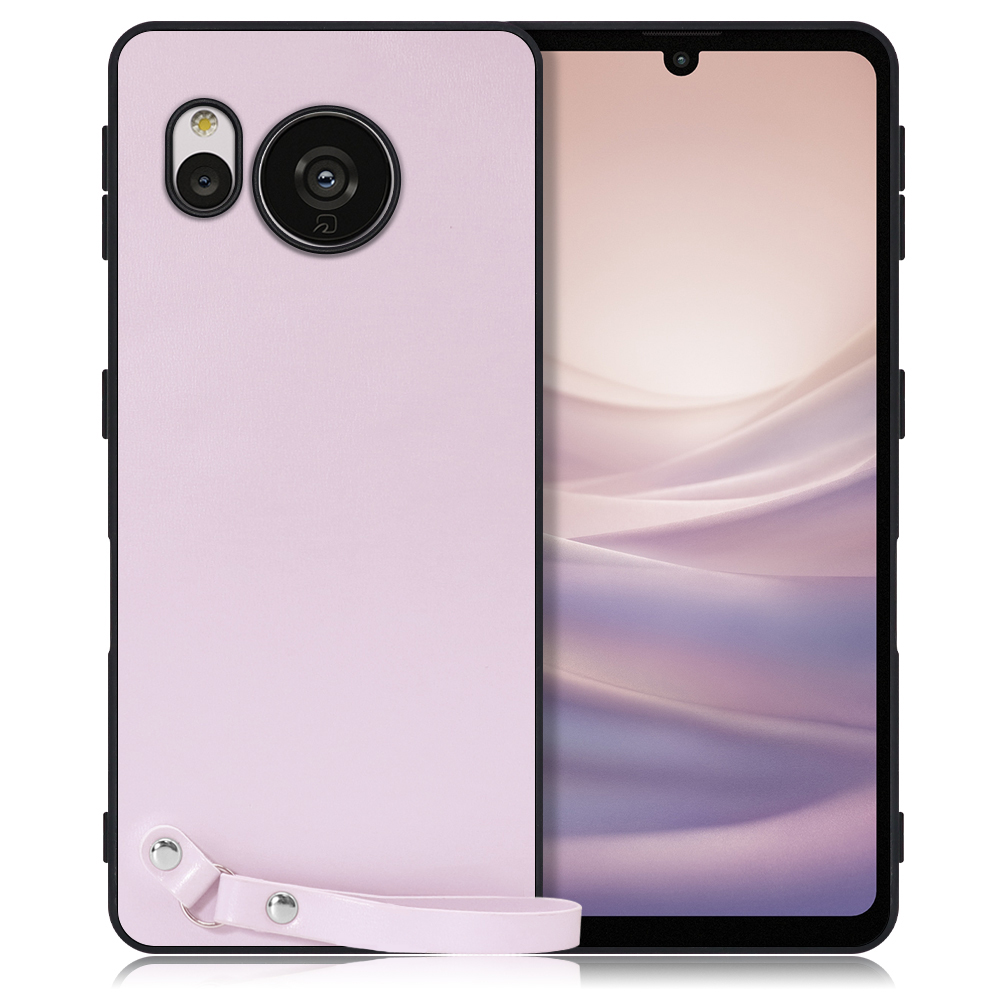 [ LOOF MACARON-SHELL ] AQUOS sense7 Plus sense7plus 7plus sense 7 スマホケース 背面 ケース カバー ハードケース ストラップ付き 本革 ストラップホール [ AQUOS sense7 Plus / ブルーベリーパープル ]