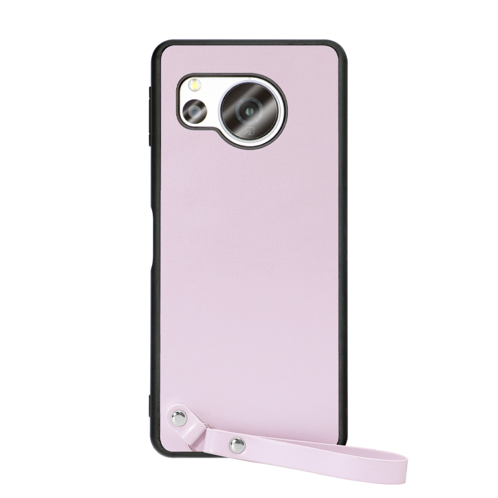 [ LOOF MACARON-SHELL ] AQUOS sense8 スマホケース 背面 ケース カバー ハードケース ストラップ付き 本革 ストラップホール [ ブルーベリーパープル ]