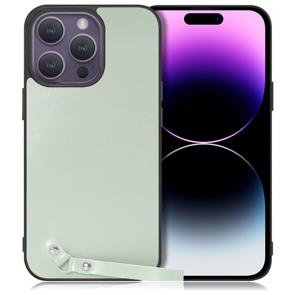 LooCo Official Shop LOOF MACARON-SHELL iPhone 14 Pro Max  iphone14promax 14promax プロマックス スマホケース 背面 ケース カバー ハードケース ストラップ付き 本革 ストラップホール  iPhone 14 Pro Max アイスグリーン