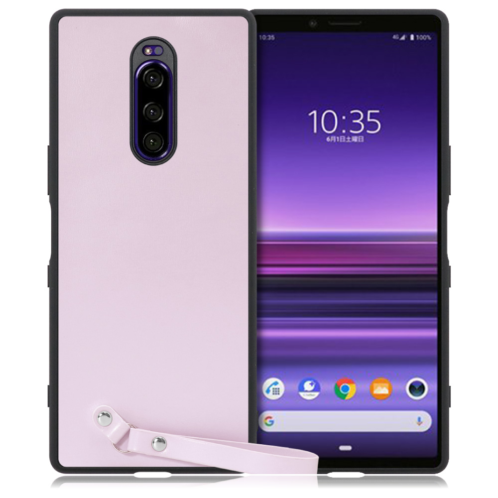 LooCo Official Shop LOOF MACARON-SHELL Xperia 1/ Xperia  Professional Edition xperia1 スマホケース 背面 ケース カバー ハードケース ストラップ付き 本革 ストラップホール Xperia  1/ Xperia Professional Edition ブルーベリーパープル