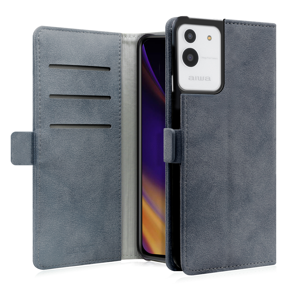 [ LOOF SIKI-MAG ] aiwa phone B-2 JA3-SMP0602-D / JA2-SMP0601 アイワ スマホ スマートフォン スマホケース ケース カバー 手帳型ケース カード収納 ベルト付き マグネット付き [ aiwa phone B-2 / JA2-SMP0601 / ウィンターブルー ]