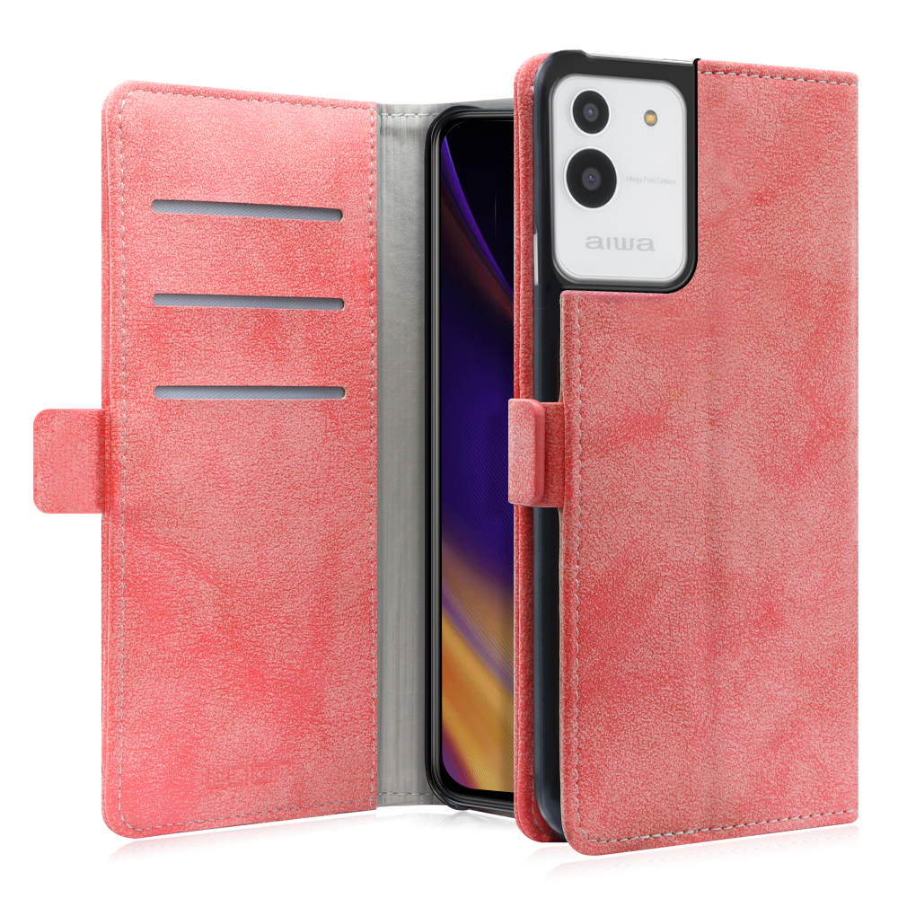 [ LOOF SIKI-MAG ] aiwa phone B-2 JA3-SMP0602-D / JA2-SMP0601 アイワ スマホ スマートフォン スマホケース ケース カバー 手帳型ケース カード収納 ベルト付き マグネット付き [ aiwa phone B-2 / JA2-SMP0601 / スプリングピンク ]