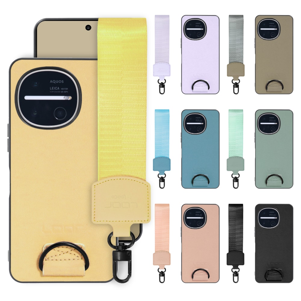 [ LOOF STRAP-SHELL (ショートVer.) ] AQUOS R11 SH-51G SH-M35 スマホケース 背面 ケース カバー ハードケース ハンドストラップ  本革 [ AQUOS R11 ]