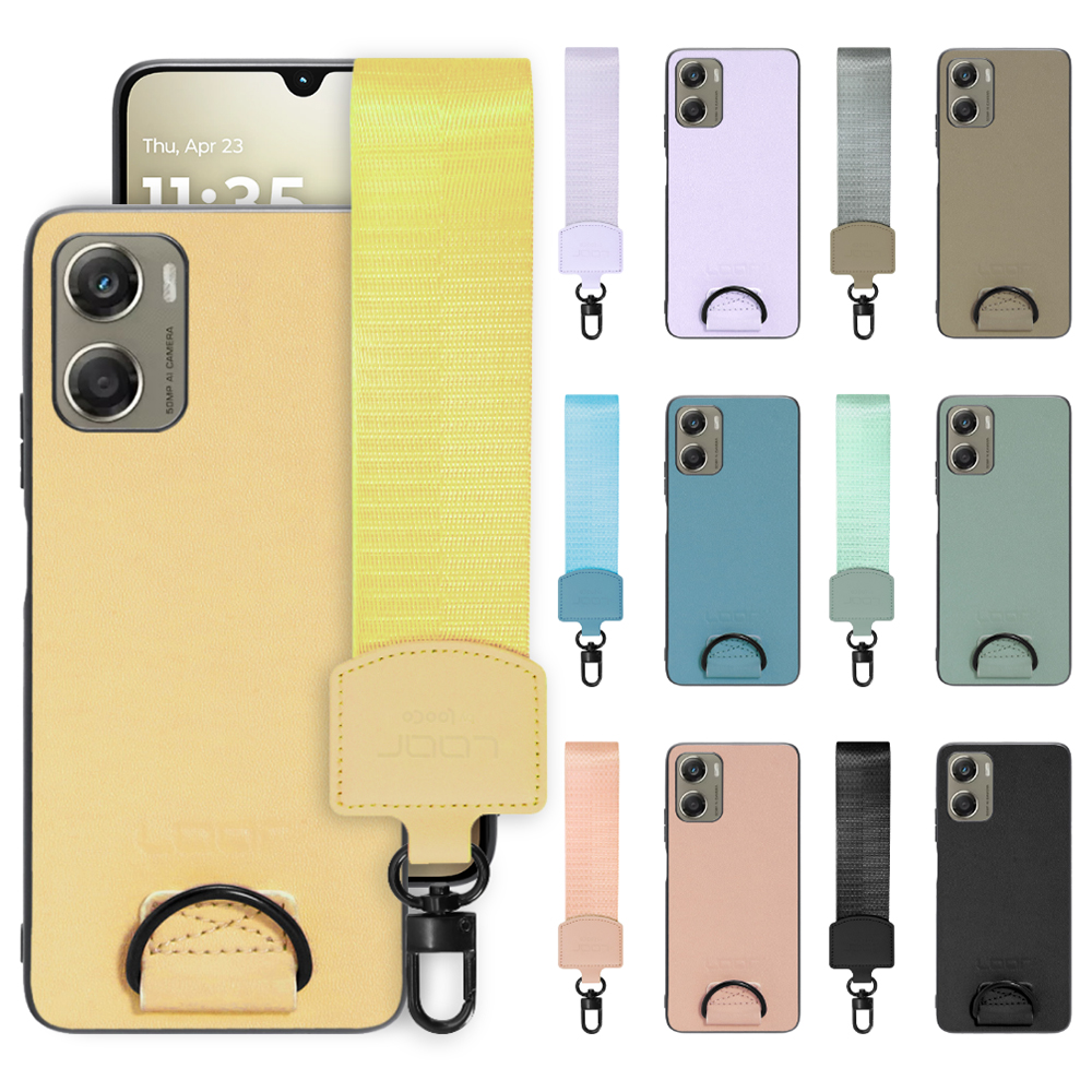 [ LOOF STRAP-SHELL (ショートVer.) ] moto g06 モトローラ XT2535-6 スマホケース 背面 ケース カバー ハードケース ハンドストラップ  本革 [ moto g06 ]