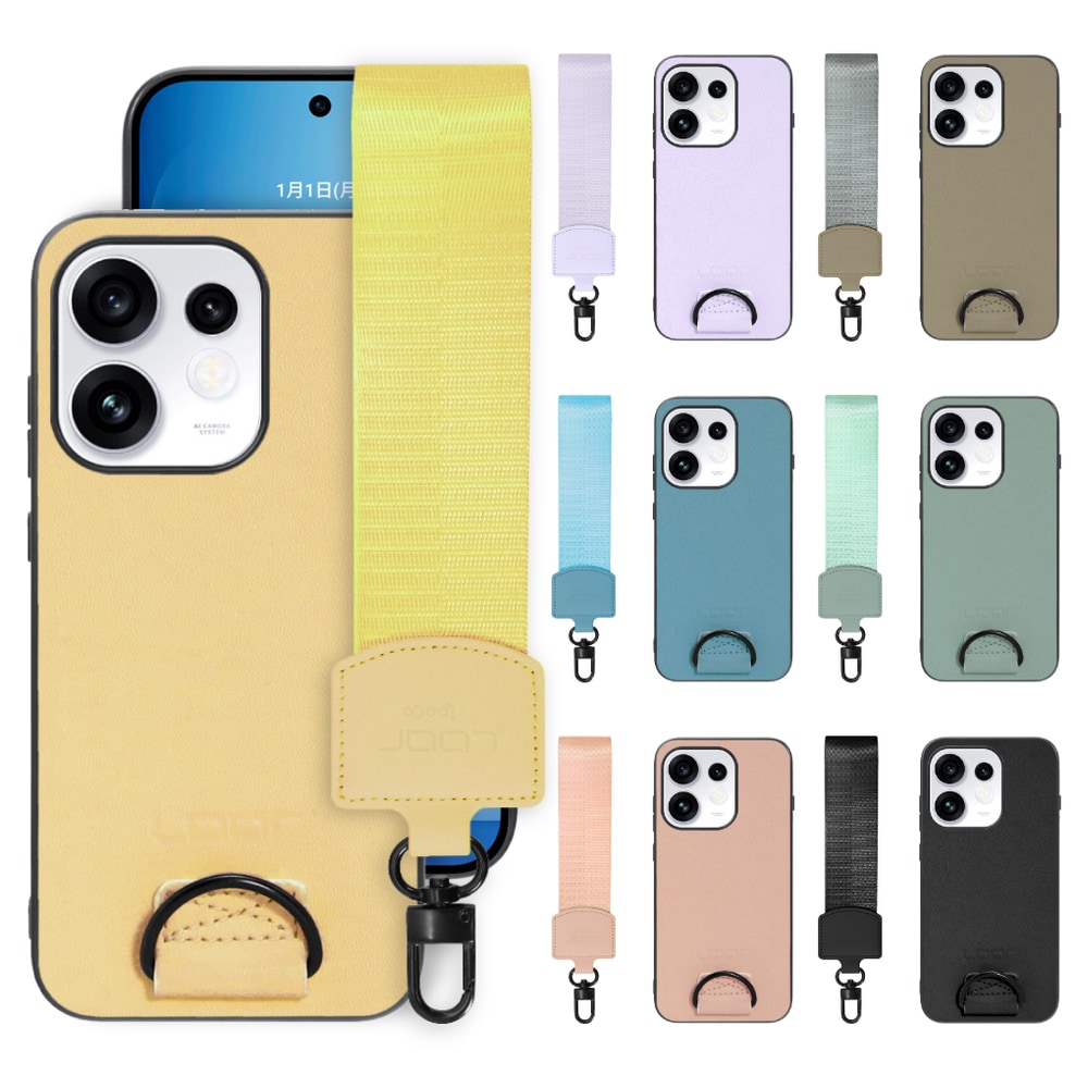 [ LOOF STRAP-SHELL (ショートVer.) ] OPPO Reno16 5G CPH2865 スマホケース 背面 ケース カバー ハードケース ハンドストラップ  本革 [ OPPO Reno16 5G ]