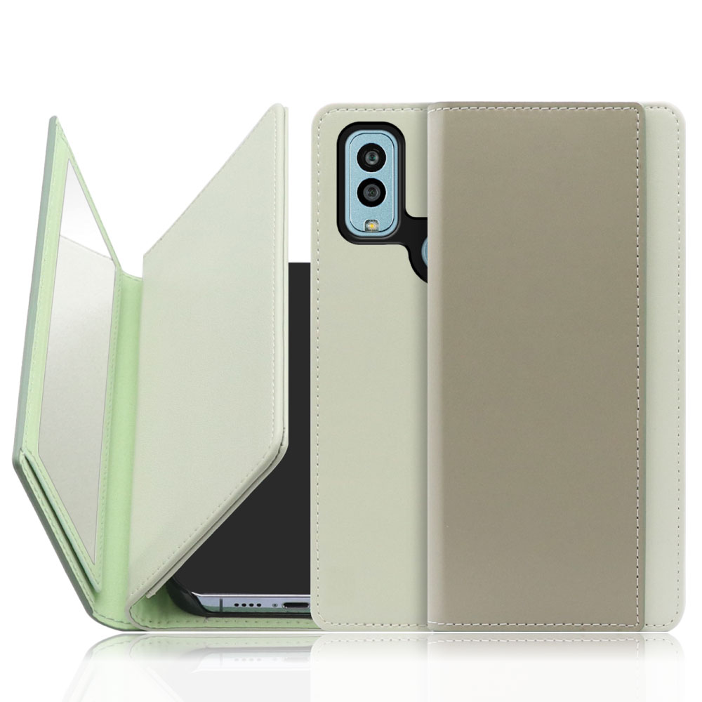 [ LOOF MIRROR ] Android One S10 / S10-KC androidones10 androidone スマホケース ケース カバー 手帳型ケース カード収納 ミラー 鏡 ベルトなし [ Android One S10 / 抹茶グリーン ]