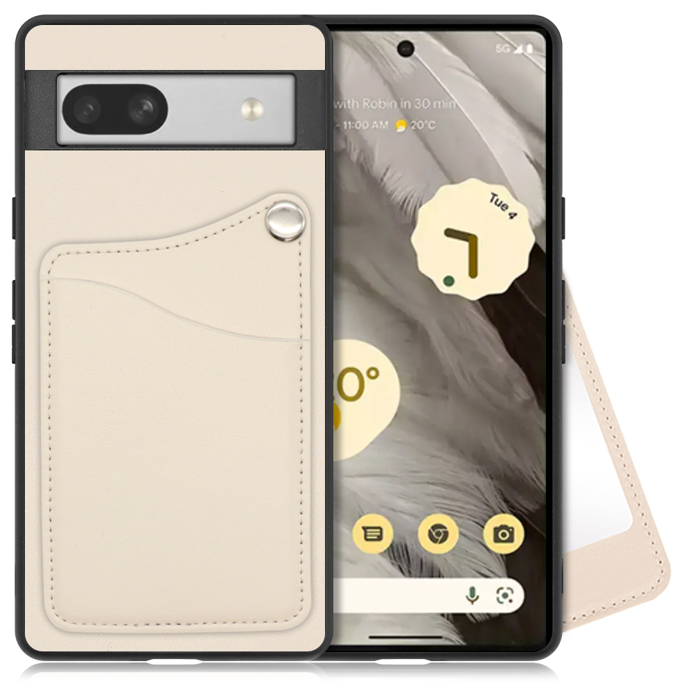 [ LOOF MODULE-MIRROR ] Google Pixel 7a googlepixel7a pixel7a スマホケース 背面 ケース  カバー ハードケース カード収納 ミラー 鏡 カードホルダー ストラップホール [ Google Pixel 7a / ホワイトリリー ]