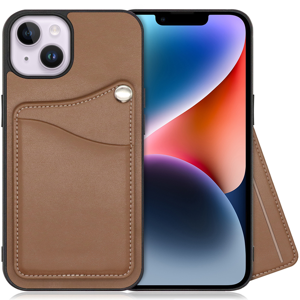 LOOF MODULE-CARD Series iPhone 14 Plus 用 [ダークカカオ] スマホケース ハードケース カード収納 ポケット キャッシュレス FeliCa対応 スマート決済 かざすだけ