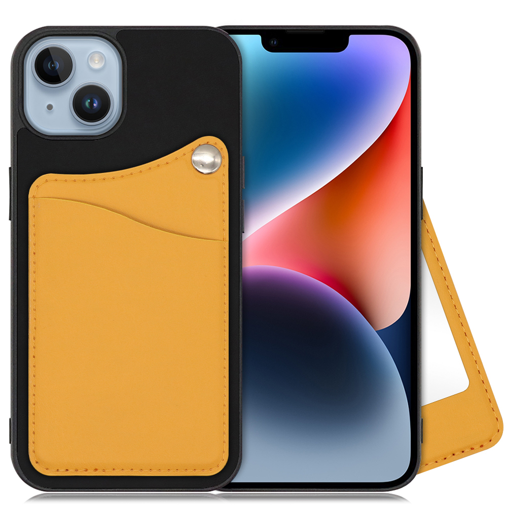 LOOF MODULE-MIRROR BICOLOR Series iPhone 14 用 [メープルオレンジ] スマホケース ハードケース 本革 ミラー 鏡 キャッシュレス FeliCa対応 スマート決済 かざすだけ