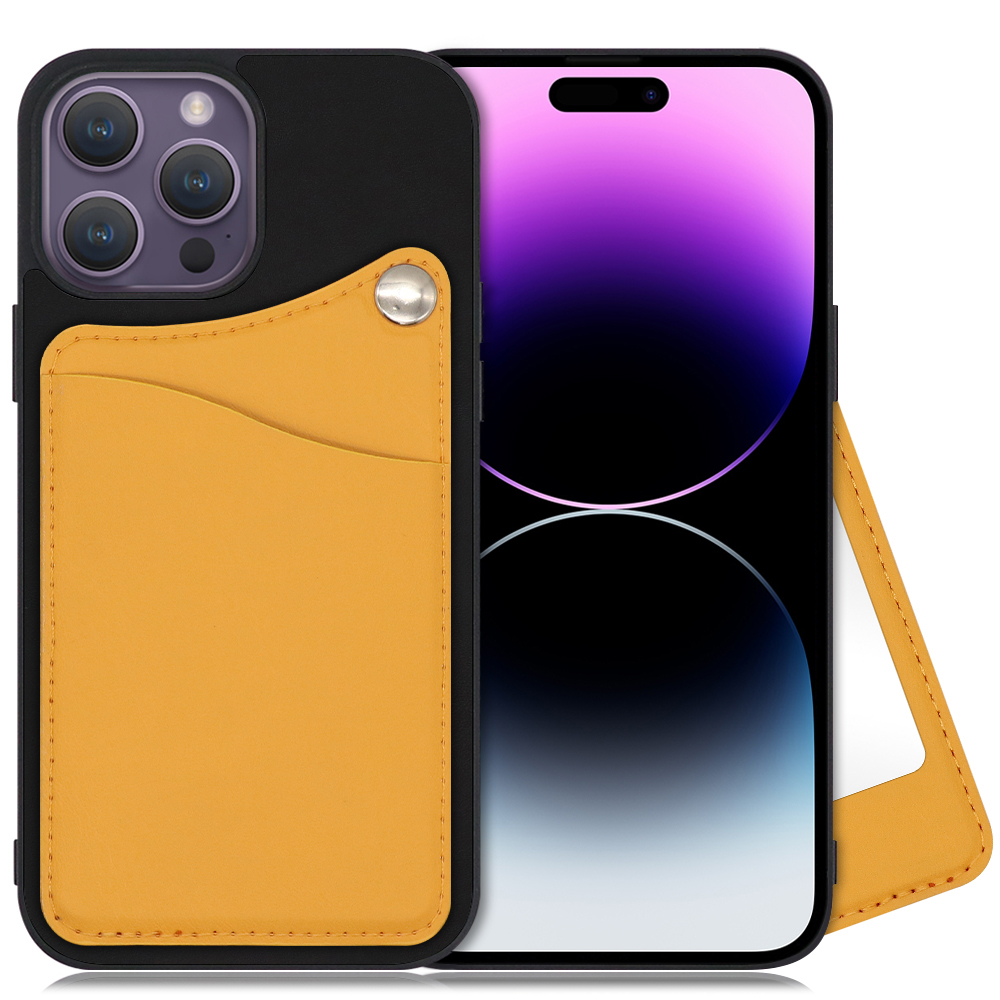 LOOF MODULE-MIRROR BICOLOR Series iPhone 14 Pro Max 用 [メープルオレンジ] スマホケース ハードケース 本革 ミラー 鏡 キャッシュレス FeliCa対応 スマート決済 かざすだけ