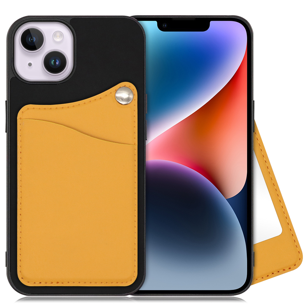 LOOF MODULE-MIRROR BICOLOR Series iPhone 14 Plus 用 [メープルオレンジ] スマホケース ハードケース 本革 ミラー 鏡 キャッシュレス FeliCa対応 スマート決済 かざすだけ