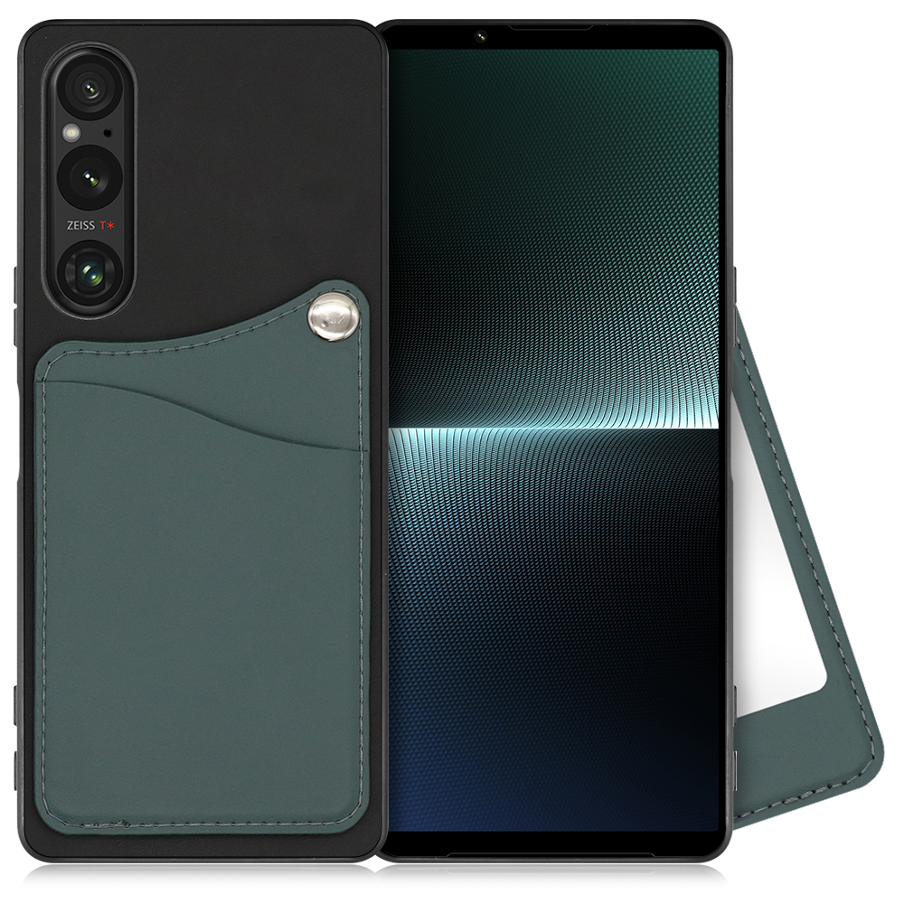 [ LOOF MODULE-MIRROR BICOLOR ] Xperia 1 V 1V xperia1V スマホケース 背面 ケース カバー ハードケース カード収納 ミラー 鏡 本革 カードホルダー ストラップホール [ Xperia 1 V ]