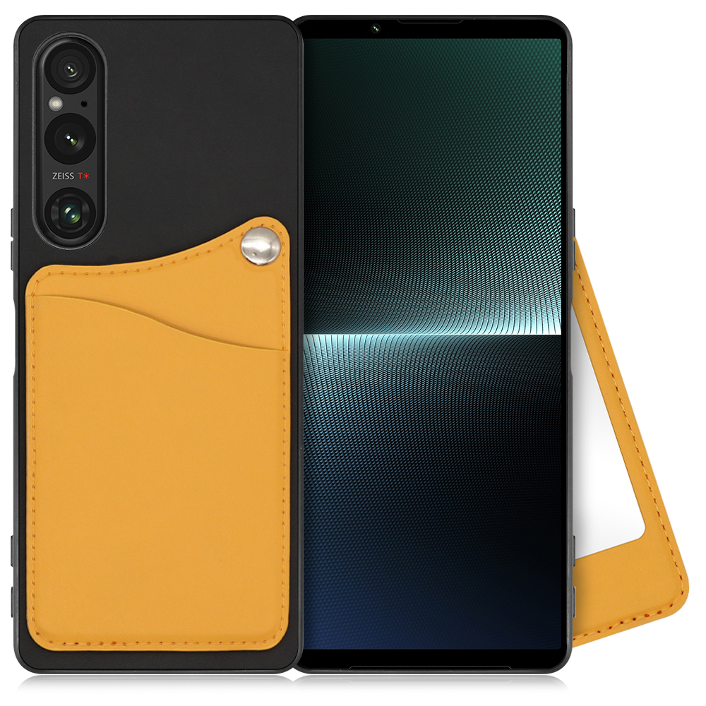 [ LOOF MODULE-MIRROR BICOLOR ] Xperia 1 V 1V xperia1V スマホケース 背面 ケース カバー ハードケース カード収納 ミラー 鏡 本革 カードホルダー ストラップホール [ Xperia 1 V ]