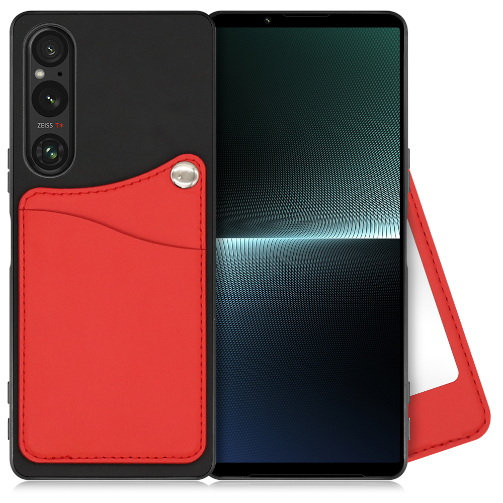 [ LOOF MODULE-MIRROR BICOLOR ] Xperia 1 V 1V xperia1V スマホケース 背面 ケース カバー ハードケース カード収納 ミラー 鏡 本革 カードホルダー ストラップホール [ Xperia 1 V ]