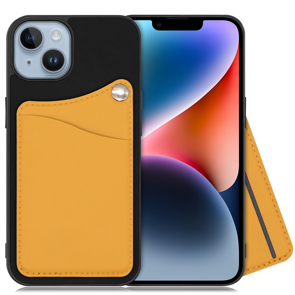 LOOF MODULE-CARD BICOLOR Series iPhone 14 用 [メープルオレンジ] スマホケース ハードケース 本革 カード収納 ポケット キャッシュレス FeliCa対応 スマート決済 かざすだけ