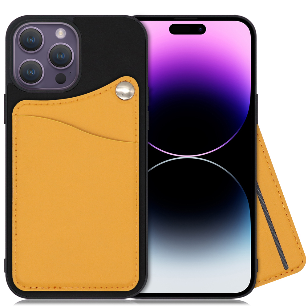LOOF MODULE-CARD BICOLOR Series iPhone 14 Pro Max 用 [メープルオレンジ] スマホケース ハードケース 本革 カード収納 ポケット キャッシュレス FeliCa対応 スマート決済 かざすだけ