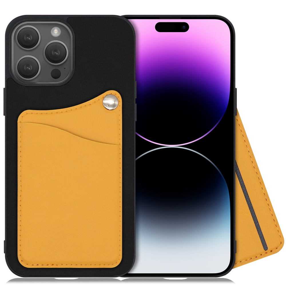 LOOF MODULE-CARD BICOLOR Series iPhone 14 Pro 用 [メープルオレンジ] スマホケース ハードケース 本革 カード収納 ポケット キャッシュレス FeliCa対応 スマート決済 かざすだけ