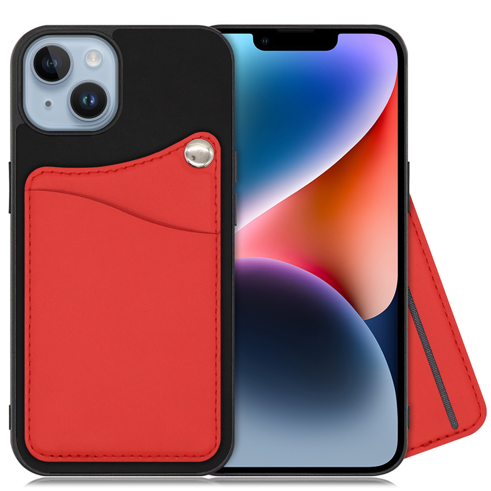 LOOF MODULE-CARD BICOLOR Series iPhone 14 用 [スカーレット] スマホケース ハードケース 本革 カード収納 ポケット キャッシュレス FeliCa対応 スマート決済 かざすだけ