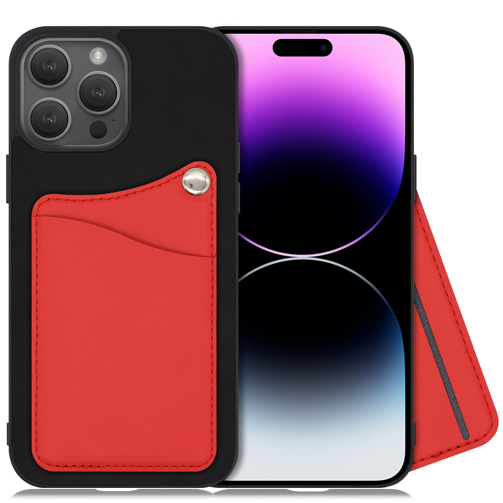 LOOF MODULE-CARD BICOLOR Series iPhone 14 Pro 用 [スカーレット] スマホケース ハードケース 本革 カード収納 ポケット キャッシュレス FeliCa対応 スマート決済 かざすだけ