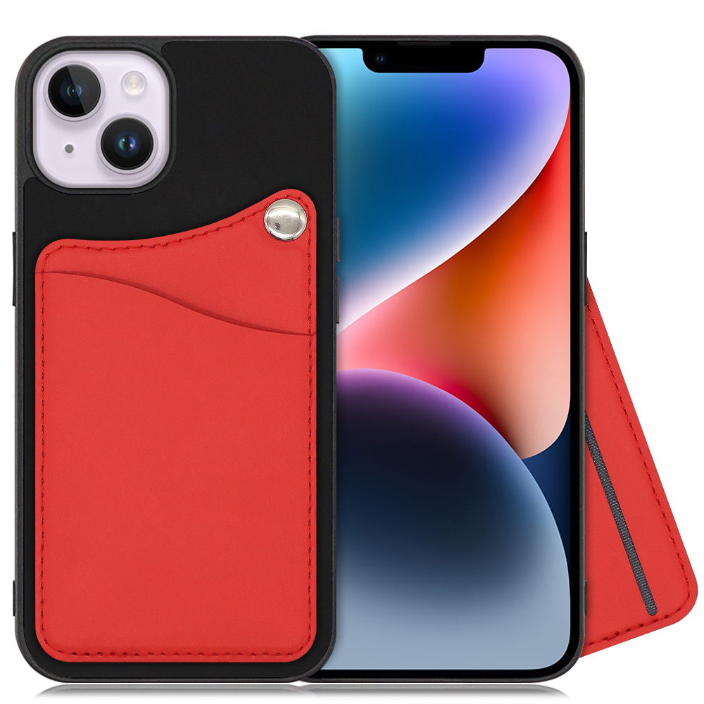 LOOF MODULE-CARD BICOLOR Series iPhone 14 Plus 用 [スカーレット] スマホケース ハードケース 本革 カード収納 ポケット キャッシュレス FeliCa対応 スマート決済 かざすだけ