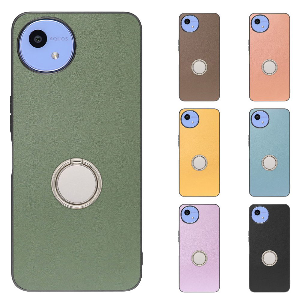 [ LOOF RING-SHELL (シンプル Ver.) ] AQUOS wish5 アクオス SH-52F スマホケース 背面 ケース カバー ハードケース スマホリング リング付き 本革 ストラップホール [ AQUOS wish5 ]