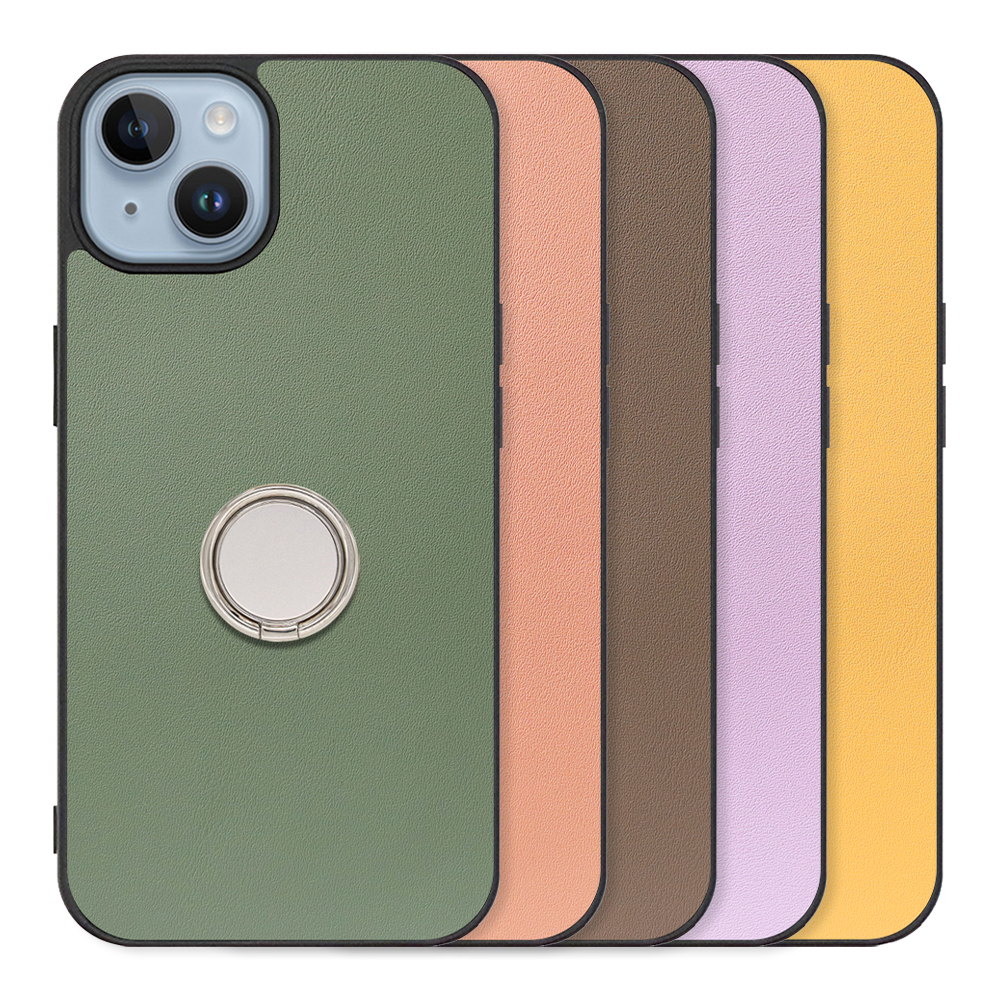 [ LOOF RING-SHELL ] iPhone 14 iphone14 スマホケース 背面 ケース カバー ハードケース スマホリング リング付き 本革 ストラップホール [ iPhone 14 ]