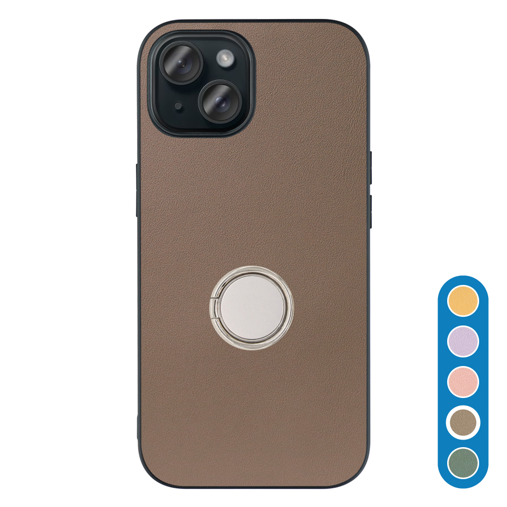[ LOOF RING-SHELL ] iPhone 15 iPhone15 アイフォン15 iPhone 15 アイフォン 15 スマホケース 背面 ケース カバー ハードケース スマホリング リング付き 本革 ストラップホール [ iPhone 15 ]