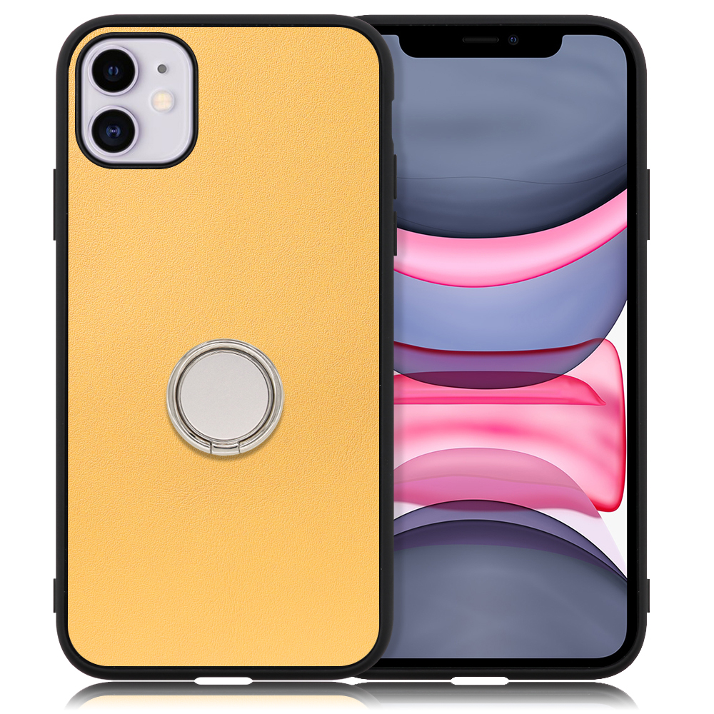 [ LOOF RING-SHELL ] iPhone 11 iPhone11 スマホケース 背面 ケース カバー ハードケース スマホリング リング付き 本革 ストラップホール [ iPhone 11 ]