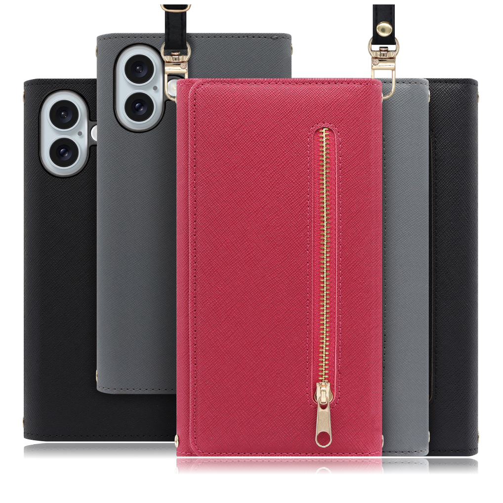 [ LOOF SHOULDER ] iPhone 16 Plus iPhone16 Plus アイフォン16 プラス  スマホケース ケース カバー ショルダー スマホショルダー ストラップ 肩掛け 首掛け 手帳型ケース カード収納 マグネット付き ベルトなし [ iPhone 16 Plus ]