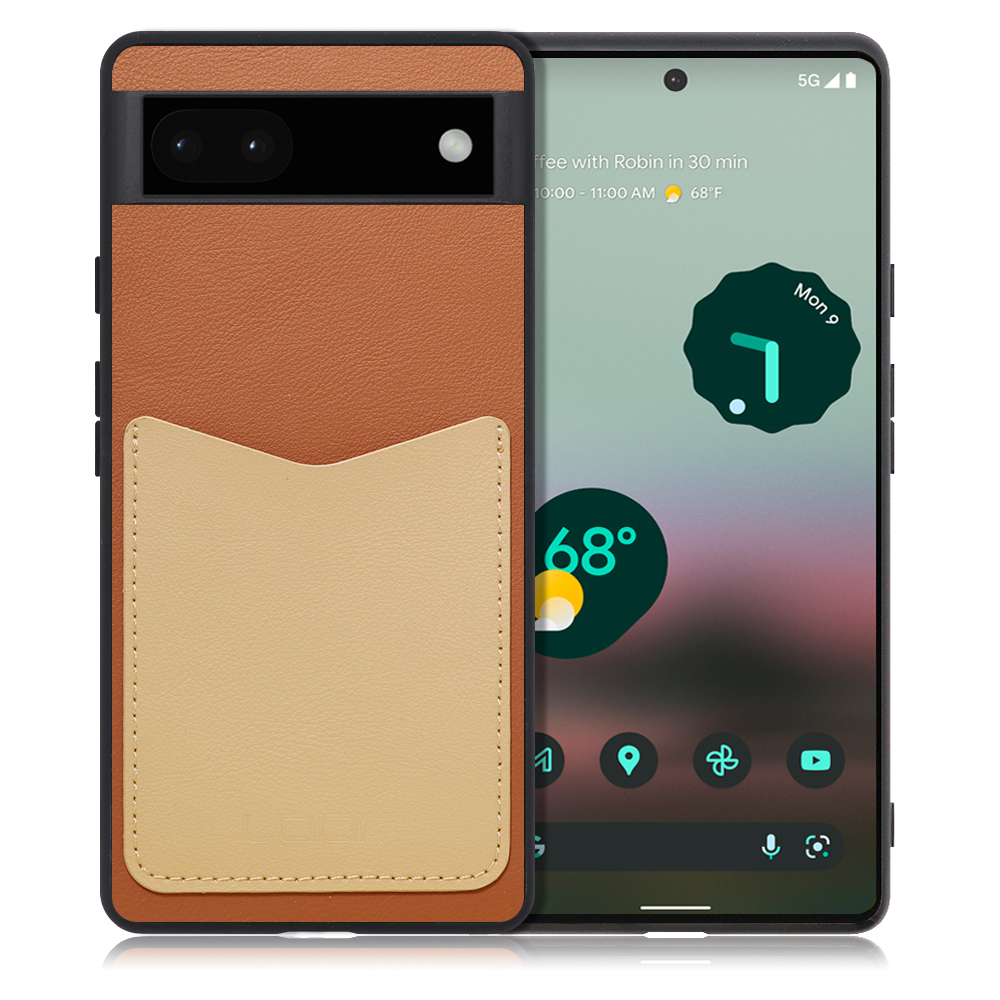 Google Pixel 6a ケース ベージュ レザー 木目