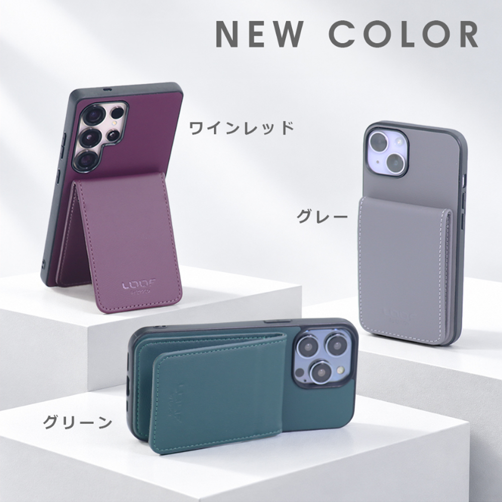 [ LOOF BASIC-SHELL SLIM CARD 2カード ] OPPO Reno16 5G CPH2865 ケース 背面 カード収納 カード入れ カードポケット カバー スマホケース 薄型 大容量 本革 [ OPPO Reno16 5G ]