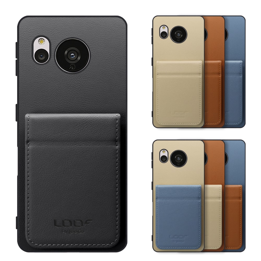 [ LOOF BASIC-SHELL SLIM CARD 2カード ] AQUOS sense7 sense 7 ケース 背面 カード収納 カード入れ カードポケット カバー スマホケース 薄型 大容量 本革 [ AQUOS sense7 ]