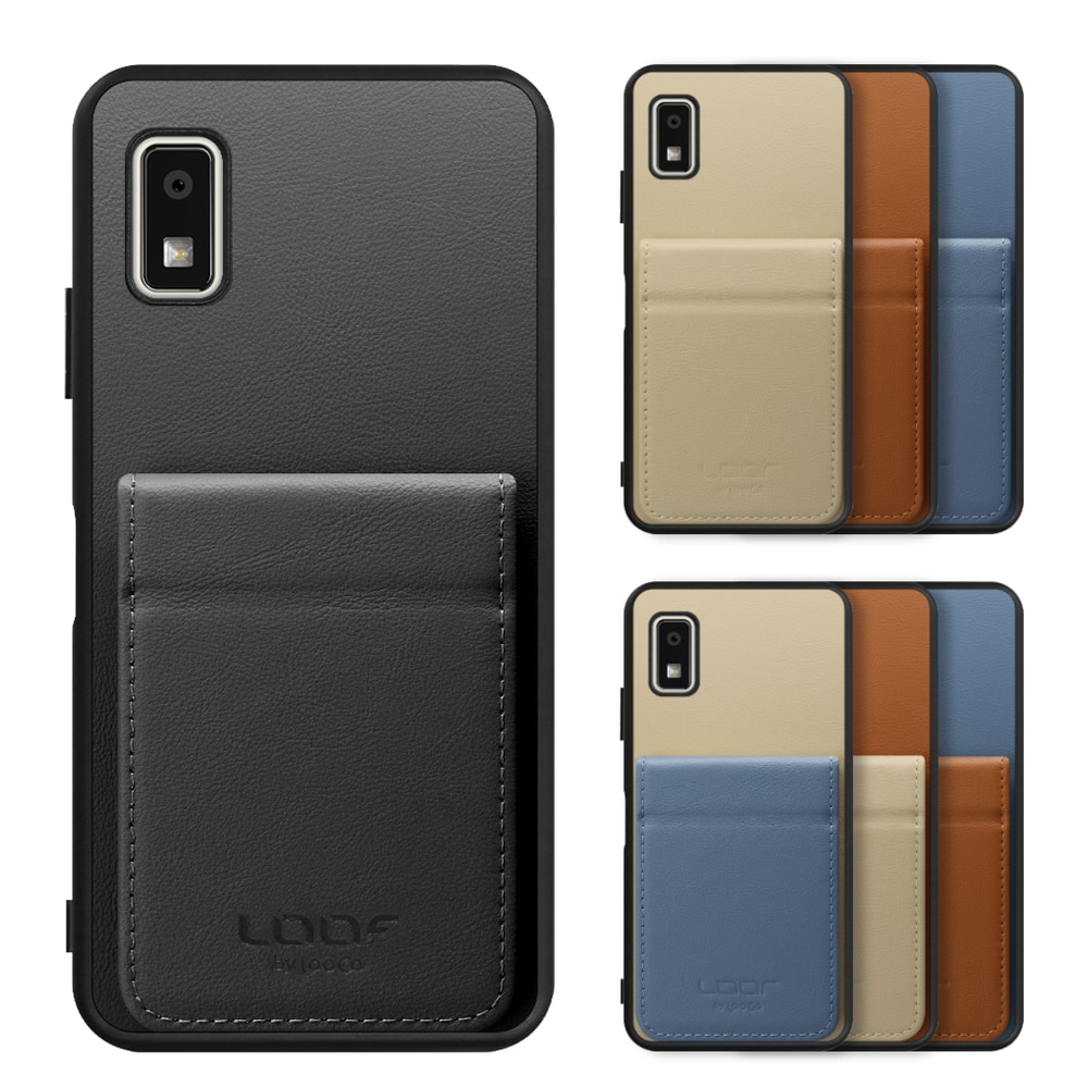 [ LOOF BASIC-SHELL SLIM CARD 2カード ] AQUOS wish3 SH-53D / A303SH / A302SH  ケース 背面 カード収納 カード入れ カードポケット カバー スマホケース 薄型 大容量 本革 [ AQUOS wish3 ]