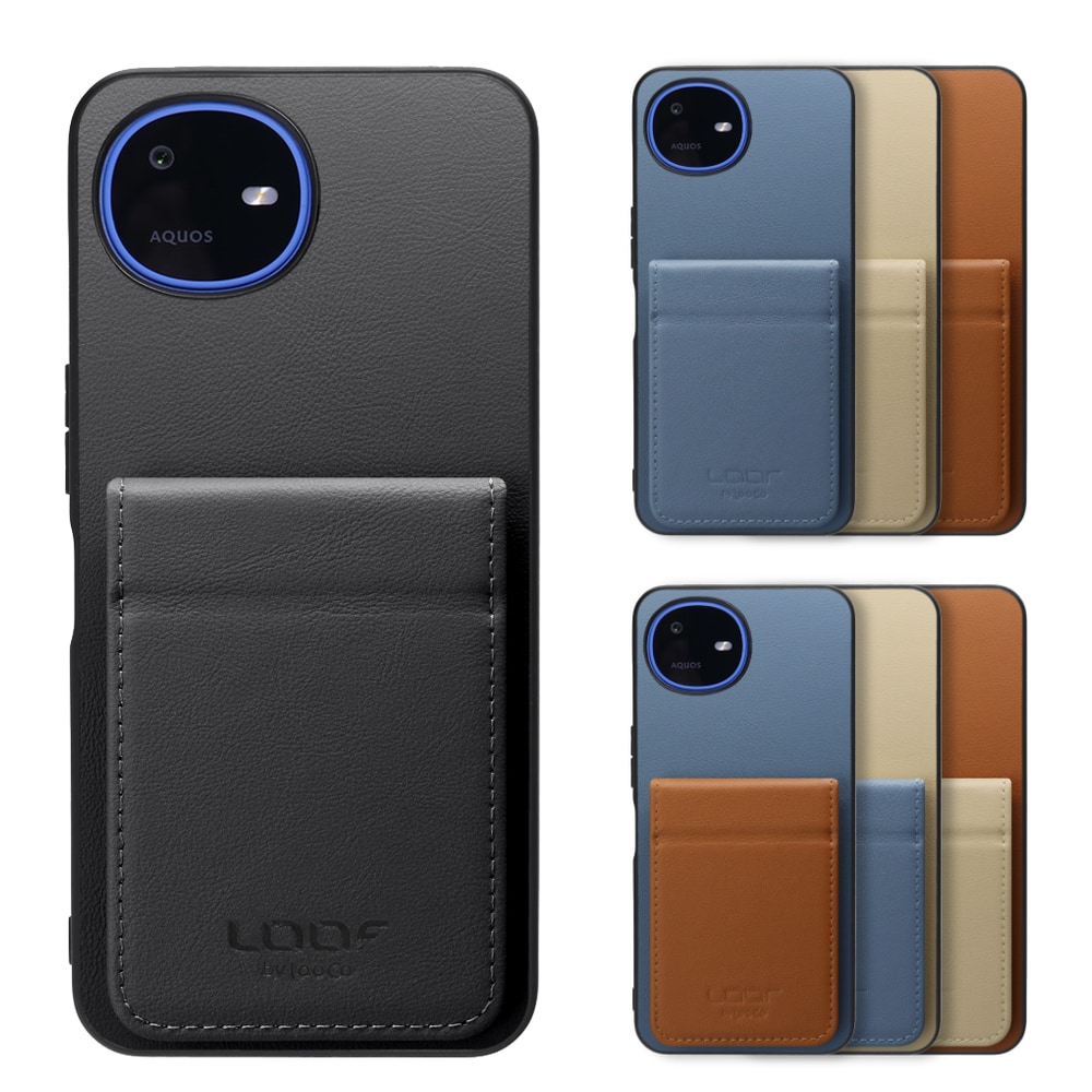[ LOOF BASIC-SHELL SLIM CARD 2カード ] AQUOS wish6 SH-M36 ケース 背面 カード収納 カード入れ カードポケット カバー スマホケース 薄型 大容量 本革 [ AQUOS wish6 ]
