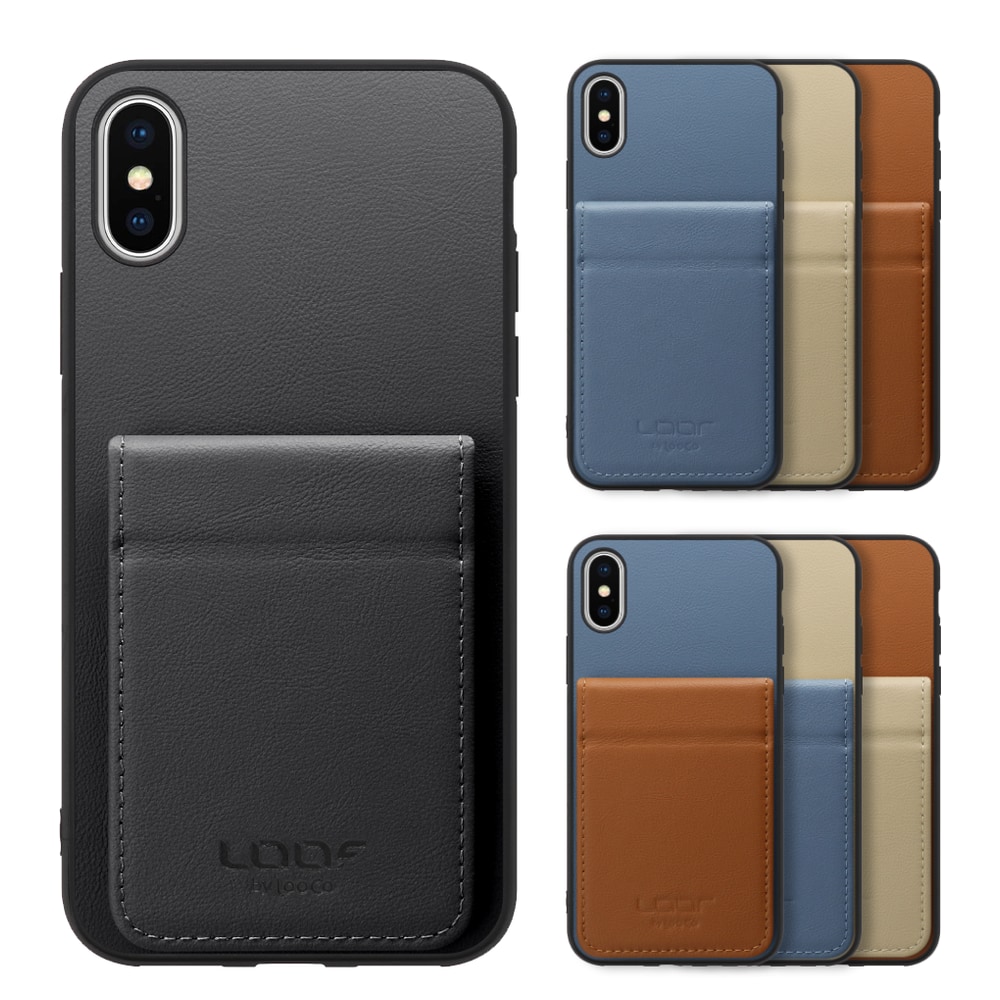 [ LOOF BASIC-SHELL SLIM CARD 2カード ] iPhone X / XS iPhonex iPhonexs ケース 背面 カード収納 カード入れ カードポケット カバー スマホケース 薄型 大容量 本革 [ iPhone X / XS ]
