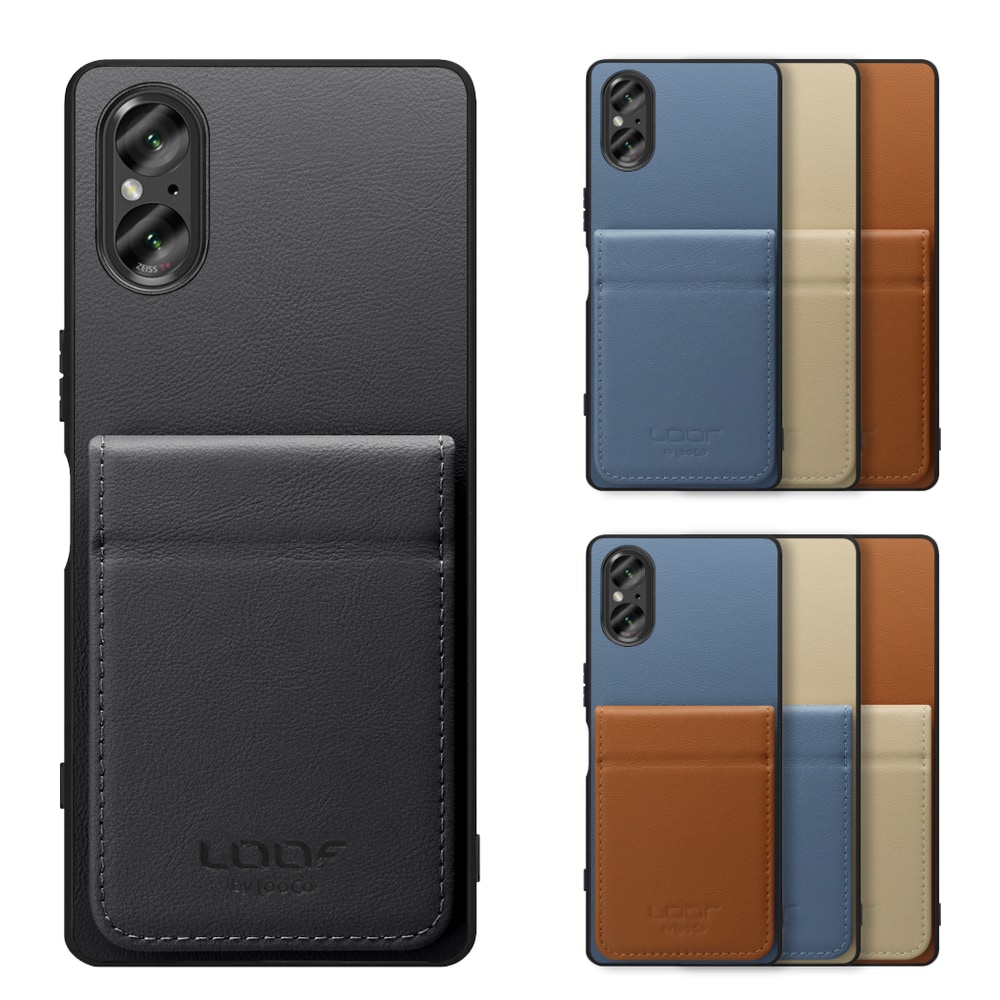 [ LOOF BASIC-SHELL SLIM CARD 2カード ] Xperia 5 V SO-53D / SOG12 5V Xperia5V ケース 背面 カード収納 カード入れ カードポケット カバー スマホケース 薄型 大容量 本革 [ Xperia 5 V ]