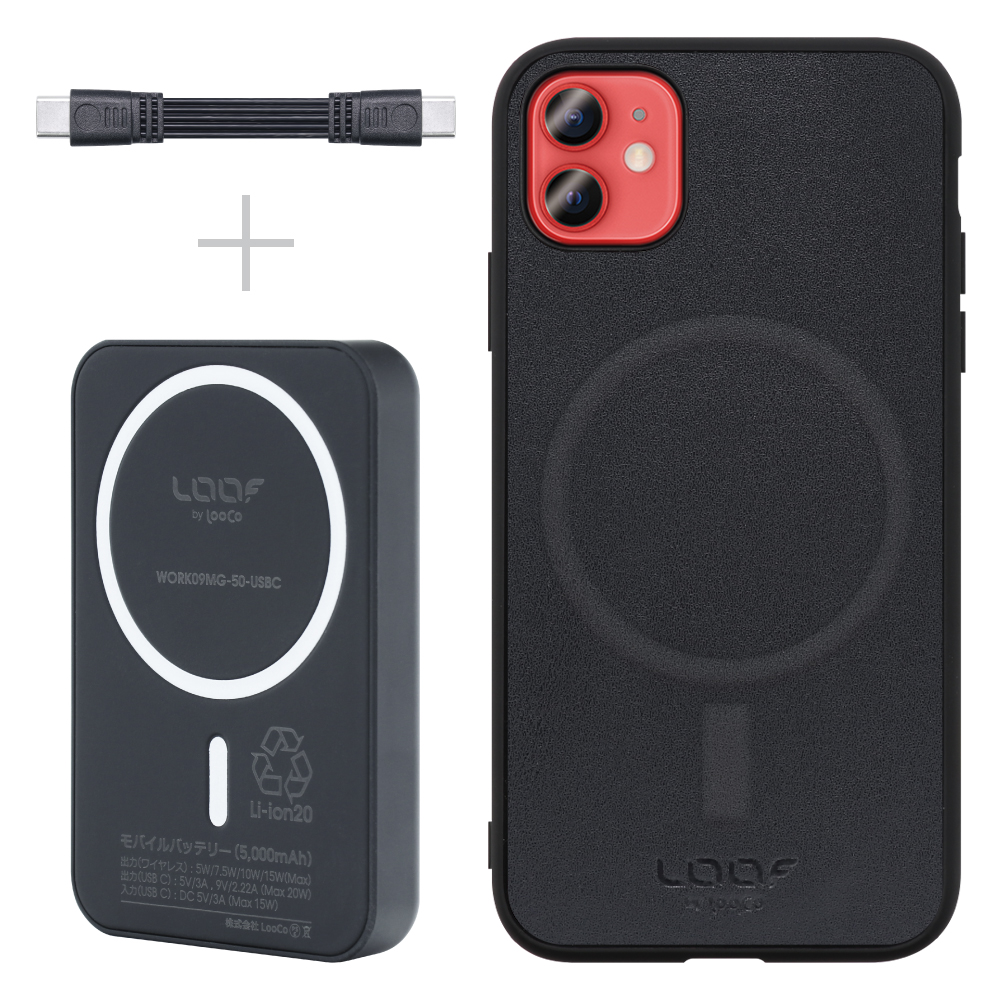 [ Mag+ BATTERY-SHELL ] iPhone 12 mini iphone12mini 12mini 12ミニ スマホケース 背面 ケース カバー バッテリー付き 5000ｍAh MagSafe対応 高速充電 Type-Cケーブル付き [ iPhone 12 mini ]